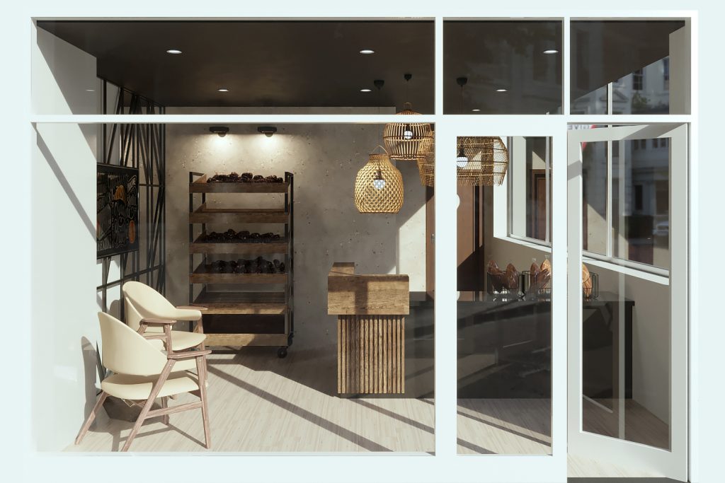 Projeto de design de interiores de padaria