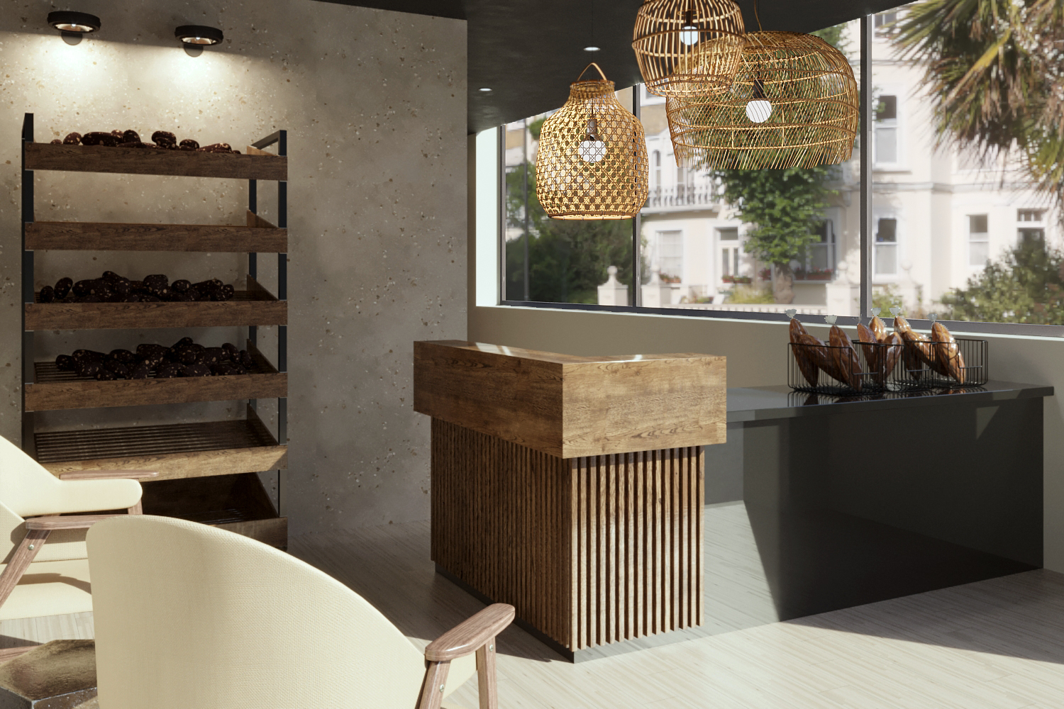 Projeto de design de interiores de padaria