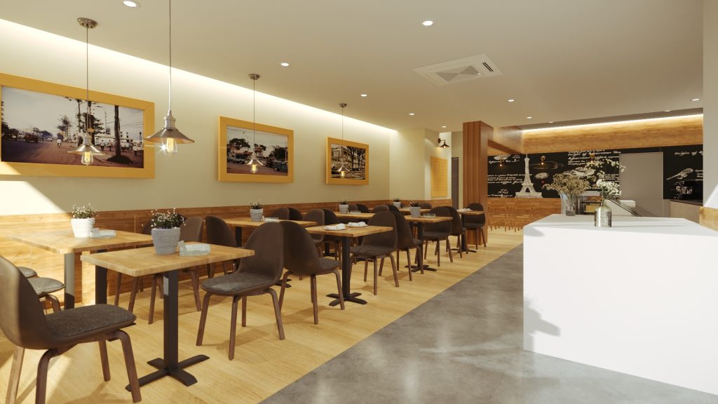 Projeto de design de interiores de pastelaria