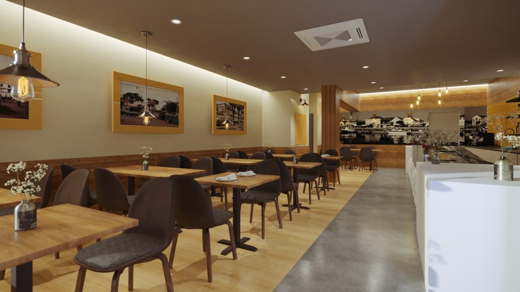 Projeto de design de interiores de pastelaria