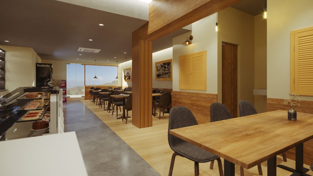 Projeto de design de interiores de pastelaria